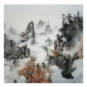 Foggy Mountain Zen Minimalist Wall Art Perfect Poster (Voorkant)