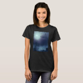 Foggy Natuur Landscape Fullmoon en Bats T-shirt (Voorkant volledig)