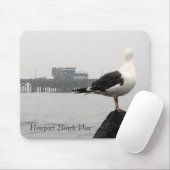 Foggy Newport Pier & Seagull Waterverf Mousepad Muismat (Met muis)