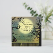 Foggy Night met Jack o'lantaarn en Volle Maan Kaart (Staand voorkant)