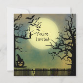 Foggy Night met Jack o'lantaarn en Volle Maan Kaart (Achterkant)