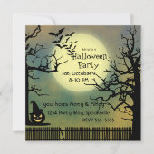 Foggy Night met Jack o'lantaarn en Volle Maan Kaart (Voorkant)