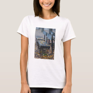 Foggy-ochtendparkbank, Duitsland T-shirt