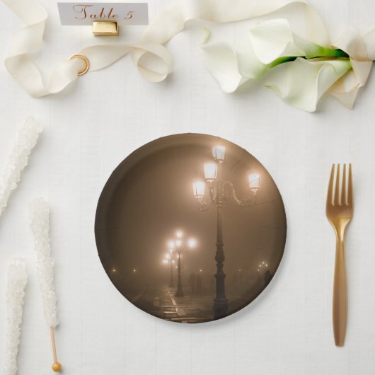 Foggy Piazza San Marco, Venetië Papieren Bordje (Huwelijk)