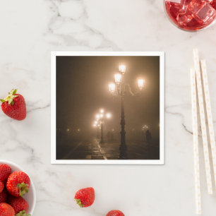 Foggy Piazza San Marco, Venetië Servet