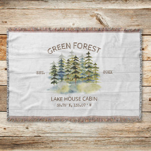  Foggy Pine Forest Lake House Cabin Lodge Deken
