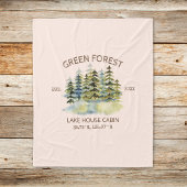  Foggy Pine Forest Lake House Cabin Lodge Fleece Deken