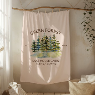 Foggy Pine Forest Lake House Cabin Lodge Fleece Deken