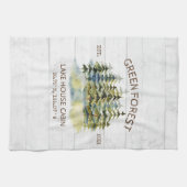  Foggy Pine Forest Lake House Cabin Lodge Theedoek (Horizontaal)