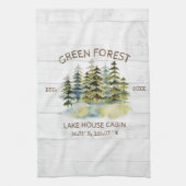  Foggy Pine Forest Lake House Cabin Lodge Theedoek (Verticaal)