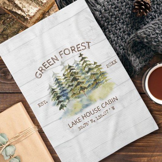  Foggy Pine Forest Lake House Cabin Lodge Theedoek