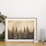 Foggy Pine Tree Forest Christmas Poster<br><div class="desc">Leg de magie van het vakantieseizoen vast met deze Red Vintage Christmas Express Train Wall Art. Dit kunstwerk toont een klassieke rode stoommachine die door een besneeuwd winterlandschap slingert en nostalgie en de geest van avontuur oproept die Kerstmis brengt. Met rijke kleuren en ingewikkelde details is dit stuk ideaal voor...</div>