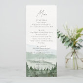 Foggy Pine Tree Mountain Wedding Menu Card Kaart (Staand voorkant)