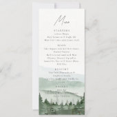 Foggy Pine Tree Mountain Wedding Menu Card Kaart (Voorkant)