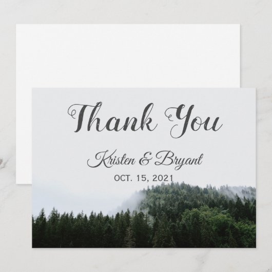 Foggy Pine Trees Rain Forest Wedding Bedankt (Voorkant / Achterkant)