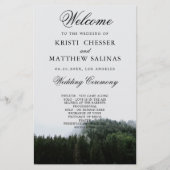 Foggy Pine Trees Rain Forest Wedding Program Kaart (Voorkant)