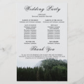 Foggy Pine Trees Rain Forest Wedding Program Kaart (Achterkant)