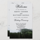 Foggy Pine Trees Rain Forest Wedding Program Kaart (Voorkant / Achterkant)