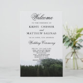 Foggy Pine Trees Rain Forest Wedding Program Kaart (Staand voorkant)