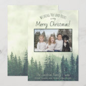 Foggy Pines 1 Foto Rustieke Waterverf Kerst Feestdagenkaart (Voorkant / Achterkant)