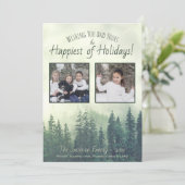 Foggy Pines 2 foto rustieke Waterverf Feestdagenkaart (Staand voorkant)