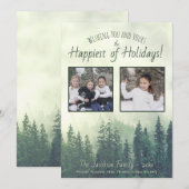 Foggy Pines 2 foto rustieke Waterverf Feestdagenkaart (Voorkant / Achterkant)