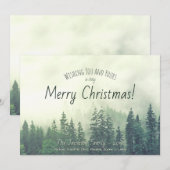 Foggy Pines Rustieke Waterverf Vrolijk Kerstfeest Feestdagenkaart (Voorkant / Achterkant)