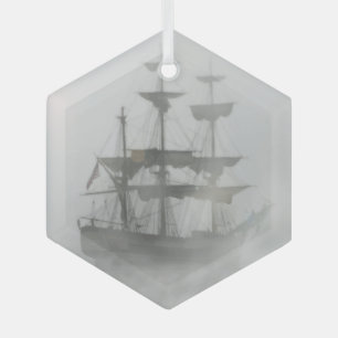 Foggy Pirate Ship Sailor Ocean Zee Glas Ornament