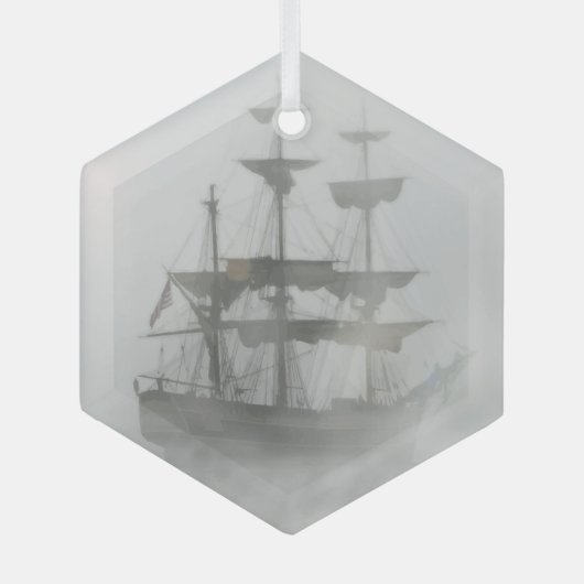 Foggy Pirate Ship Sailor Ocean Zee Glas Ornament (Voorkant)