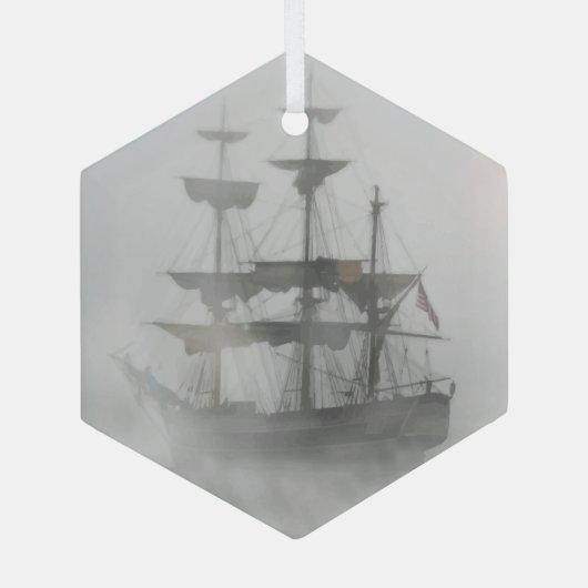 Foggy Pirate Ship Sailor Ocean Zee Glas Ornament (Achterkant)