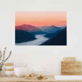 Foggy River Soča in zonsopgang Poster (Keuken)