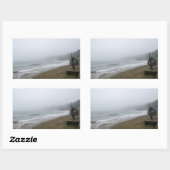 Foggy Scarborough Beach Rechthoekige Sticker (Vel)