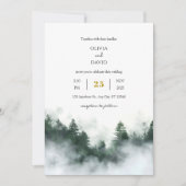 Foggy Seaside Green Woodland Forest Beach bruiloft Kaart (Voorkant)