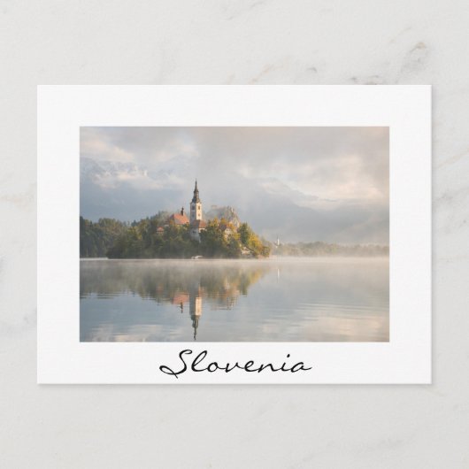 Foggy Slovenië sunrise white briefkaart (Voorkant)