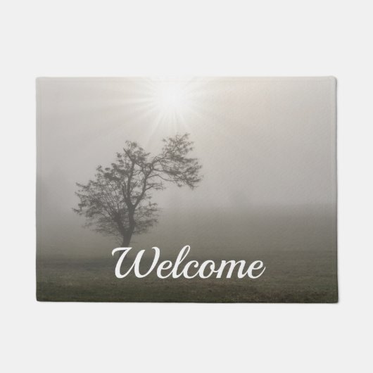 Foggy Starburst Tree Landscape Welcome Doormat Deurmat (Voorkant)