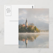 Foggy sunrise Lake Bled vertical briefkaart (Voorkant / Achterkant)