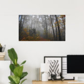 Foggy Trail in Late Autumn Forest Poster (Thuiskantoor)