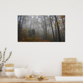 Foggy Trail in Late Autumn Forest Poster (Keuken)
