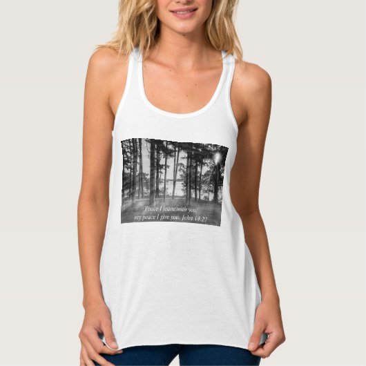 Foggy Trees at Table Rock Bijbel Verse Tanktop (Voorkant)