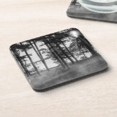 Foggy Trees bij Table Rock Grayscale Bier Onderzetter (Linkerzijde)