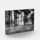 Foggy Trees bij Table Rock Grayscale Bijbel Verse Fotoblokken (Links)