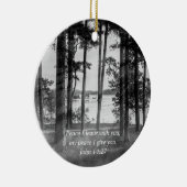 Foggy Trees bij Table Rock Grayscale Bijbel Verse Keramisch Ornament (Rechts)