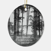 Foggy Trees bij Table Rock Grayscale Bijbel Verse Keramisch Ornament (Links)