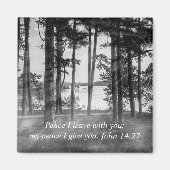 Foggy Trees bij Table Rock Grayscale Bijbel Verse Magneet (Voorkant)