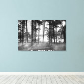 Foggy Trees bij Table Rock Grayscale Canvas Afdruk (Insitu (Houten vloer))