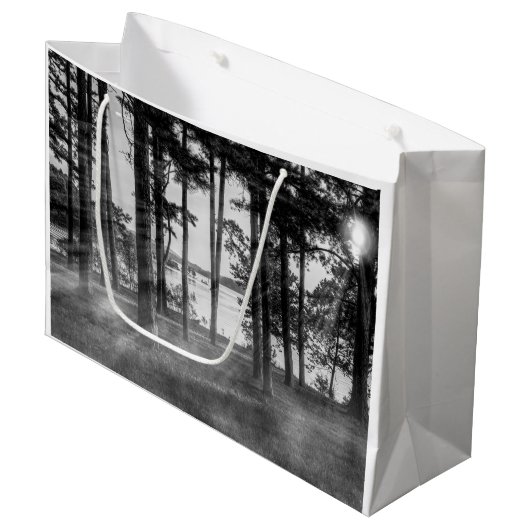 Foggy Trees bij Table Rock Grayscale Groot Cadeauzakje (Voorkant Gekanteld)