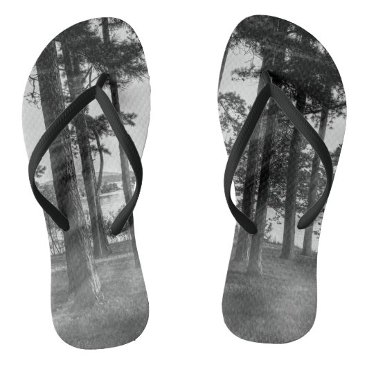 Foggy Trees bij Table Rock Grayscale Teenslippers (Voetbed)