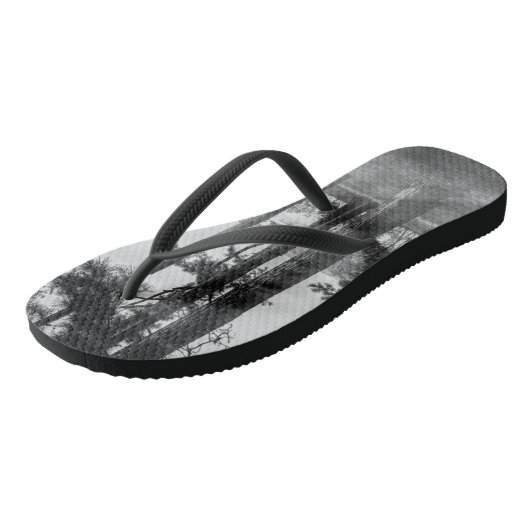 Foggy Trees bij Table Rock Grayscale Teenslippers (Schuin)