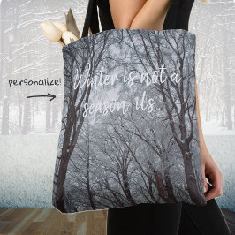 Foggy Winter Forest Tote Bag