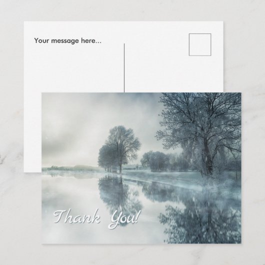 Foggy Winter Scene of a Lake, met bomen en Sky Briefkaart (Voorkant / Achterkant)